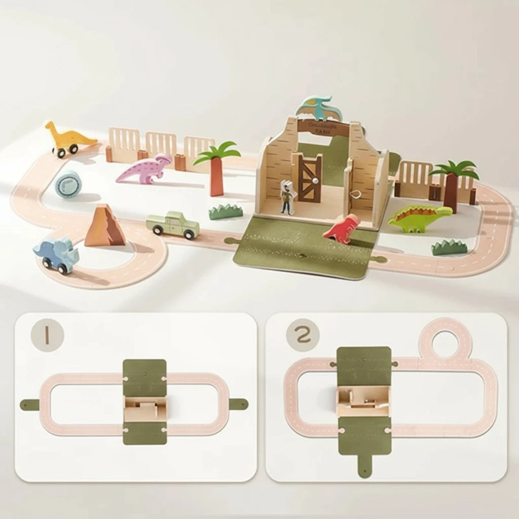 Mossy and Me – Little Explorer Set | Montessori Reise-Holzspielzeug ab 1 Jahren | Dino Edition & Farm Edition