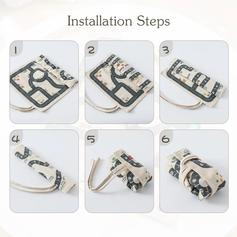 Mossy and Me | Montessori Verkehrs-Spielset – Stadt-Straßenkarte