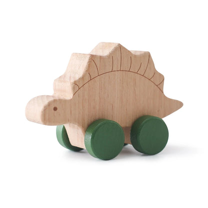 Mossy and Me | Holz Baby Auto & Dinosaurier Beißring – Montessori Beiß- & Lernspielzeug aus Buchenholz